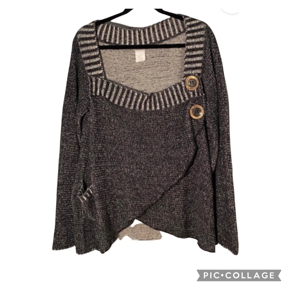 A People United Medium Gray Button Sweater